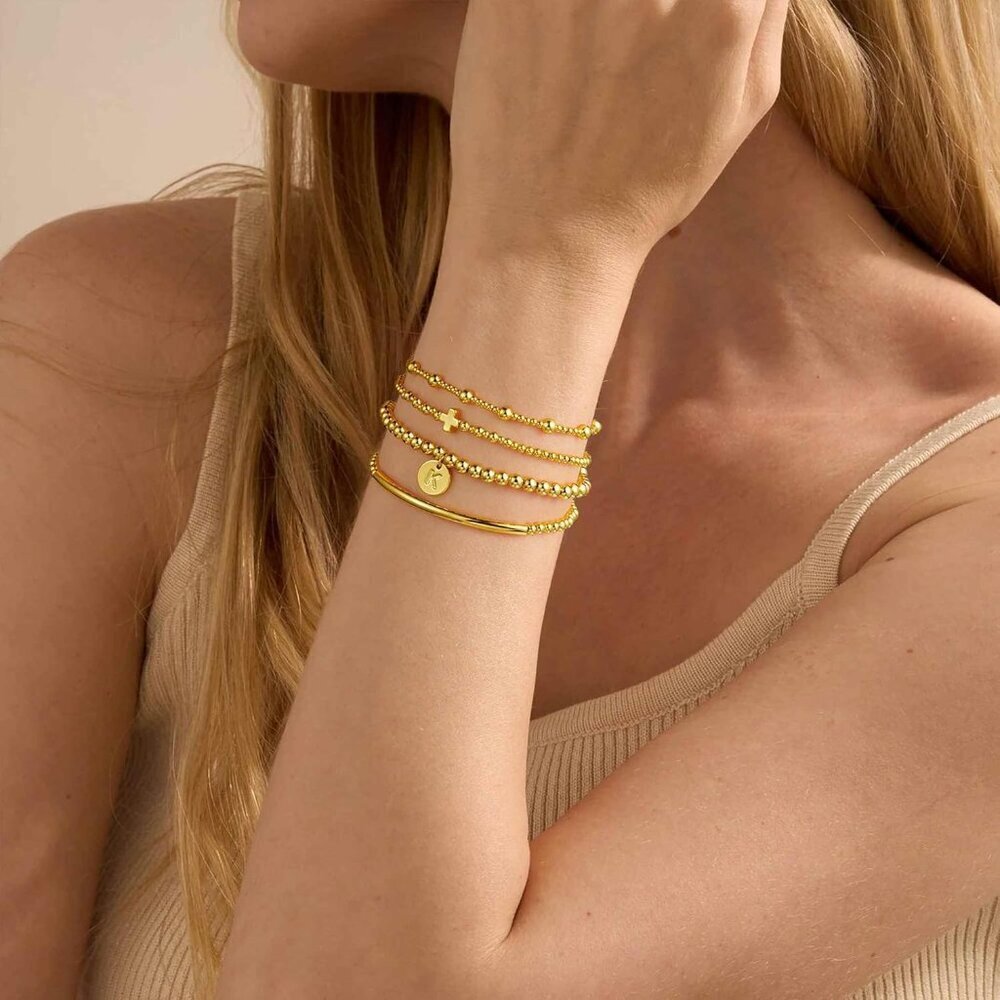 Gold Cross Bead Bracelets Set for Women Girls Dainty Layered Jewelry Gift - Picture 4 of 7